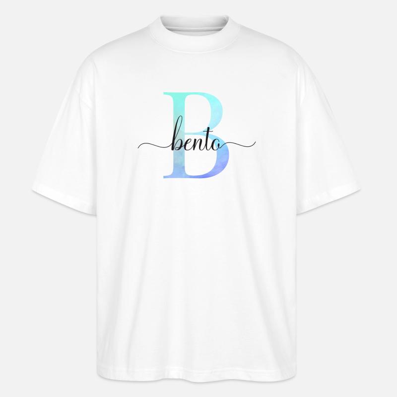 B| Monogramme | Nom | Bento | Aquarelle - T-shirt bio Blaster 2.0 coupe oversize Stanley/Stella Unisexe - blanc