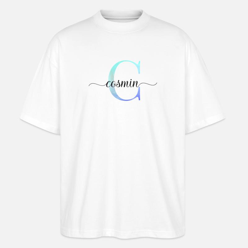 C| Monogramme | Nom | Cosmine | Aquarelle - T-shirt bio Blaster 2.0 coupe oversize Stanley/Stella Unisexe - blanc