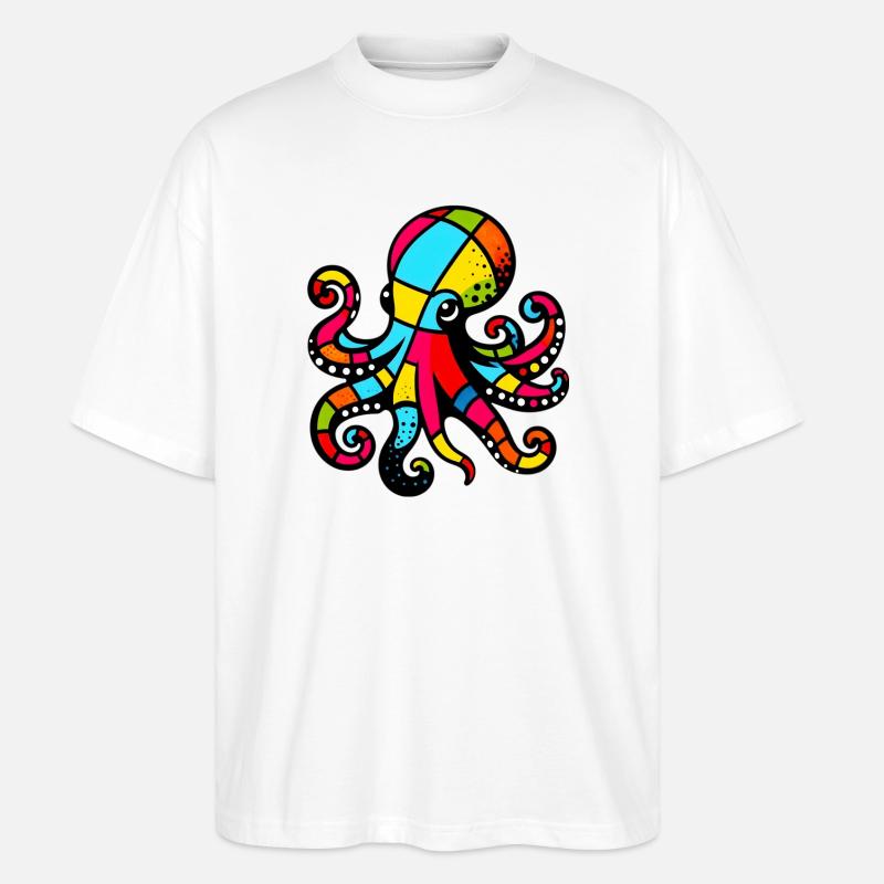 Krake - Stanley/Stella Oversized Unisex Bio T-Shirt Blaster 2.0 - Weiß