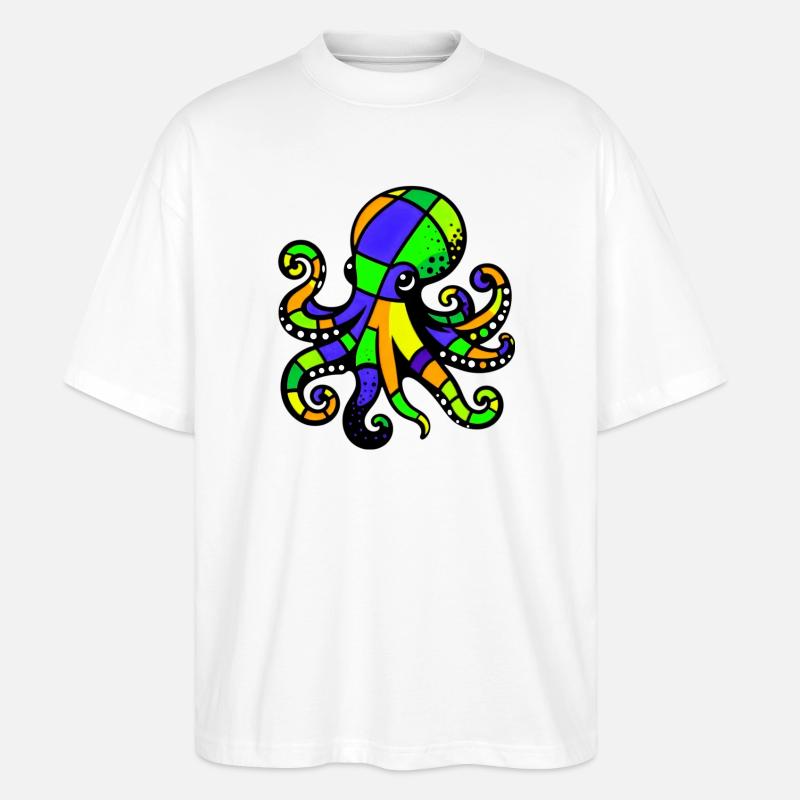 Krake - Stanley/Stella Oversized Unisex Bio T-Shirt Blaster 2.0 - Weiß