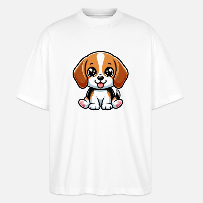 Kawaii Beagle Hund - Stanley/Stella Oversized Unisex Bio T-Shirt Blaster 2.0 - Weiß