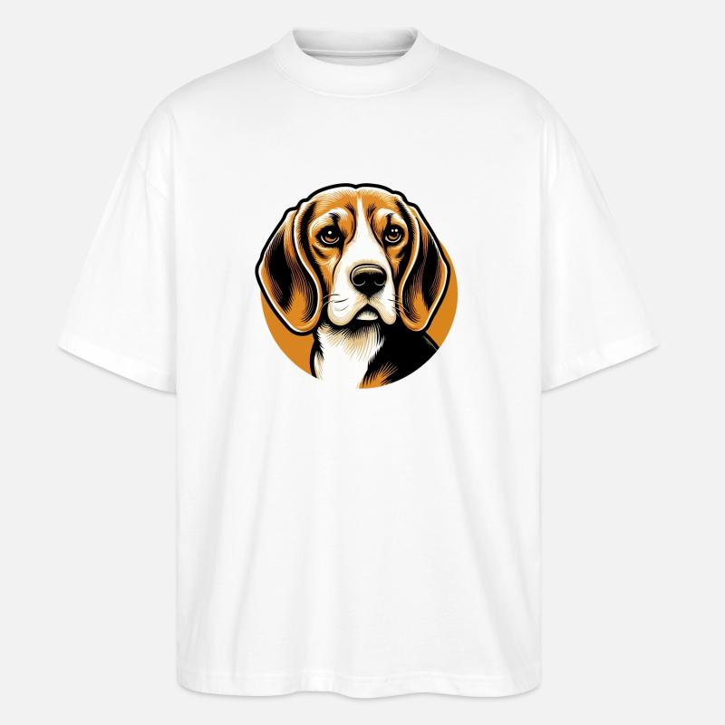 Beagle Hundekopf - Stanley/Stella Oversized Unisex Bio T-Shirt Blaster 2.0 - Weiß