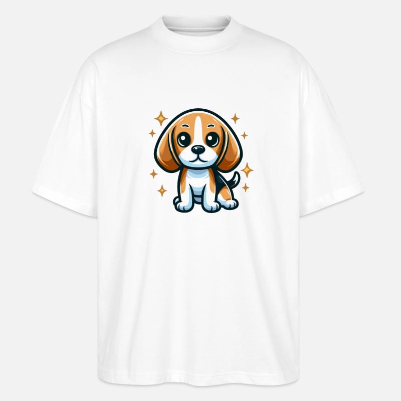 Beagle Chibi Dog - Stanley/Stella Oversized Unisex Organic T-shirt Blaster 2.0 - white