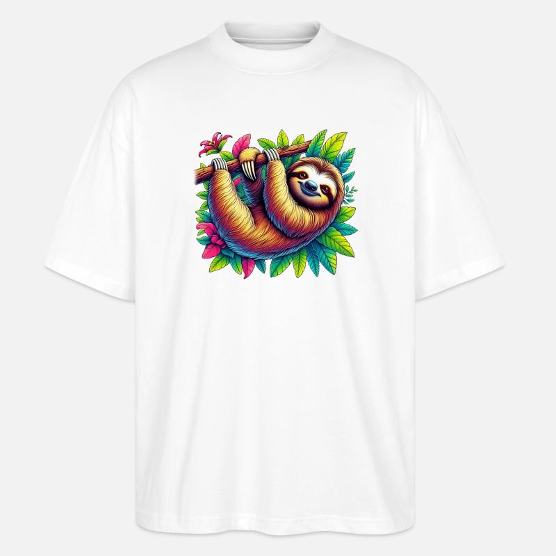 Faultier - Stanley/Stella Oversized Unisex Bio T-Shirt Blaster 2.0 - Weiß