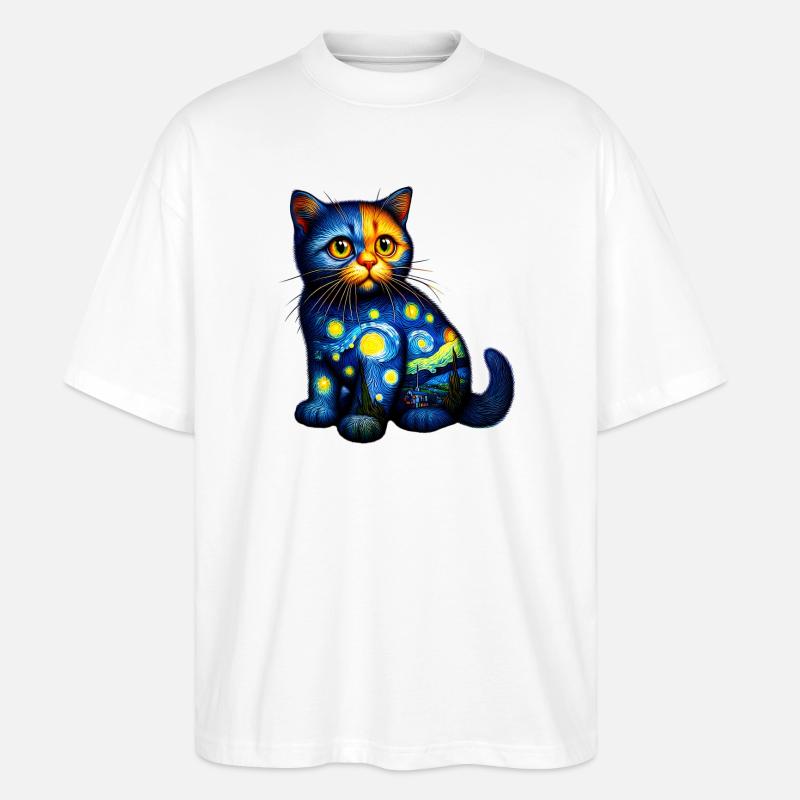 Katze - Stanley/Stella Oversized Unisex Bio T-Shirt Blaster 2.0 - Weiß
