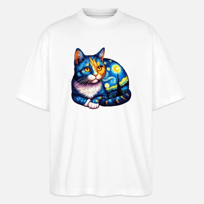 Katze - Stanley/Stella Oversized Unisex Bio T-Shirt Blaster 2.0 - Weiß