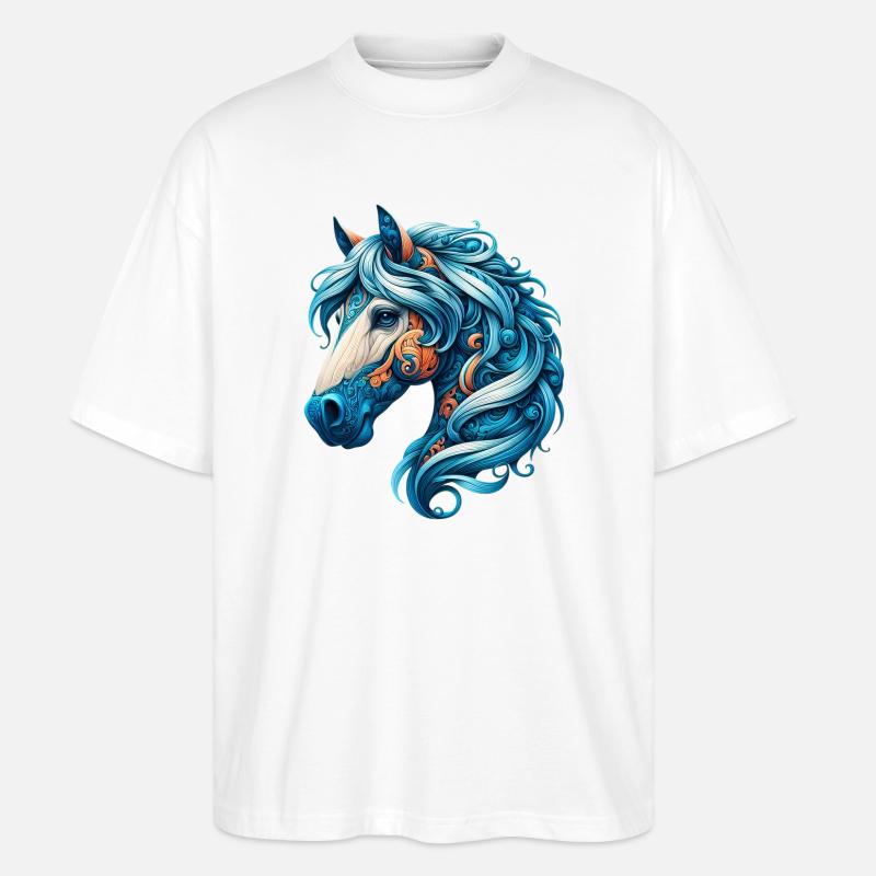 Pferd - Stanley/Stella Oversized Unisex Bio T-Shirt Blaster 2.0 - Weiß
