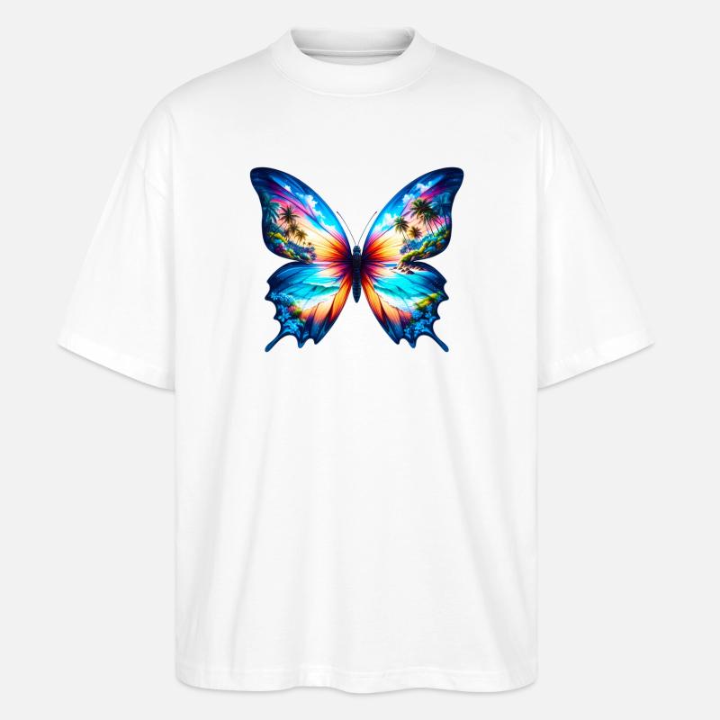 Schmetterling - Stanley/Stella Oversized Unisex Bio T-Shirt Blaster 2.0 - Weiß