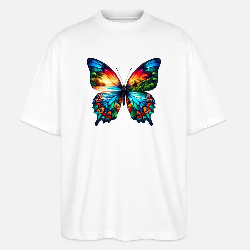 Schmetterling - Stanley/Stella Oversized Unisex Bio T-Shirt Blaster 2.0 - Weiß