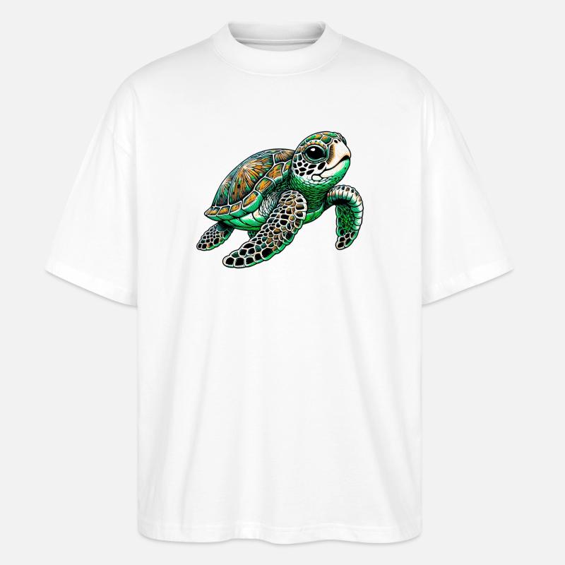 Schildkröte - Stanley/Stella Oversized Unisex Bio T-Shirt Blaster 2.0 - Weiß