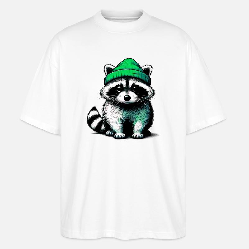 Waschbär - Stanley/Stella Oversized Unisex Bio T-Shirt Blaster 2.0 - Weiß