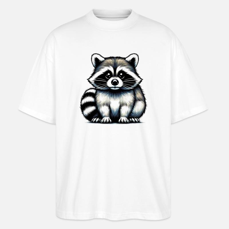 Waschbär - Stanley/Stella Oversized Unisex Bio T-Shirt Blaster 2.0 - Weiß