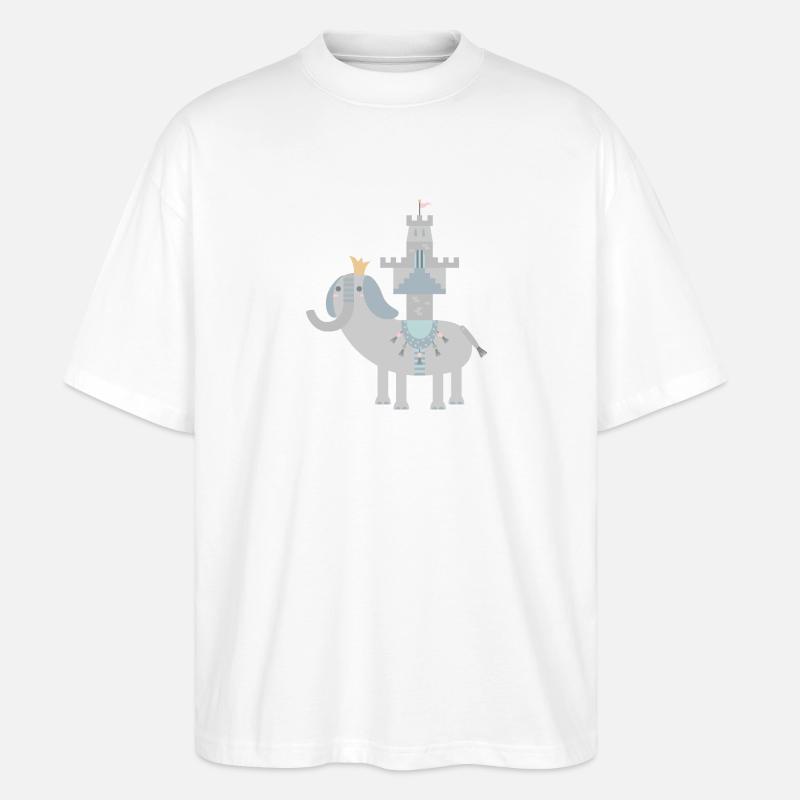 Elefant und Schloss l no text - Stanley/Stella Oversized Unisex Bio T-Shirt Blaster 2.0 - Weiß