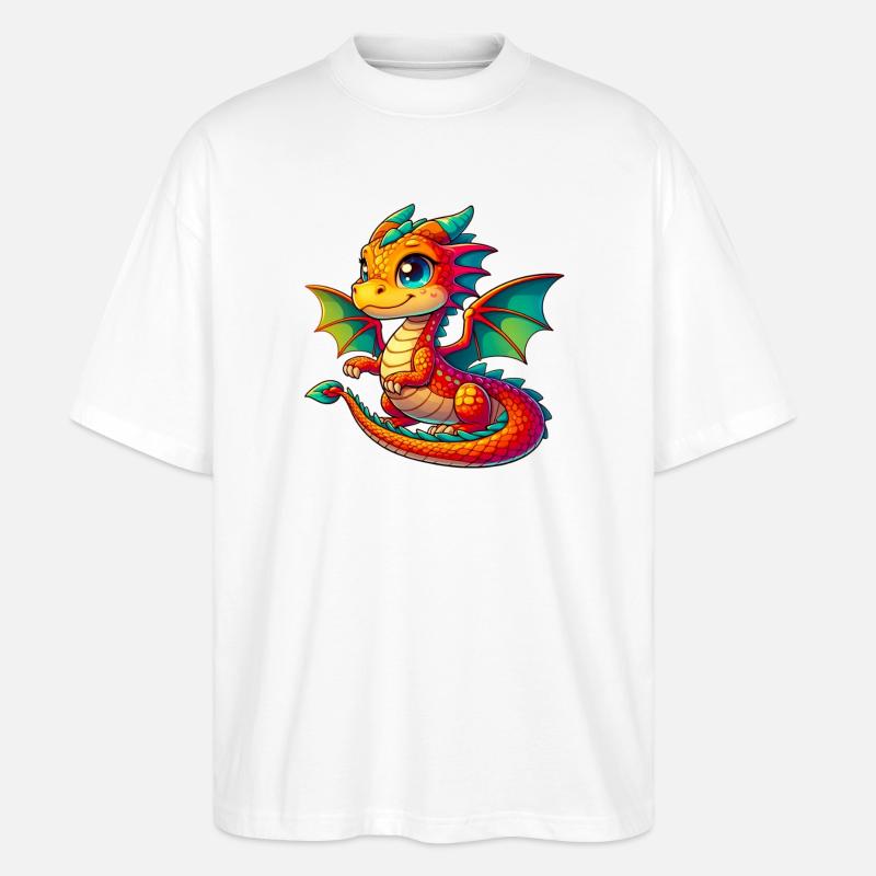 Drache - Stanley/Stella Oversized Unisex Bio T-Shirt Blaster 2.0 - Weiß