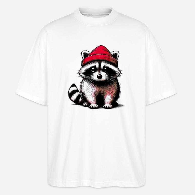 Waschbär - Stanley/Stella Oversized Unisex Bio T-Shirt Blaster 2.0 - Weiß