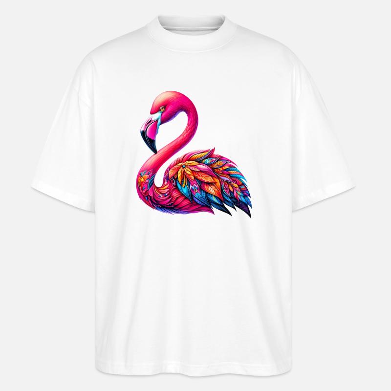 Flamingo - Stanley/Stella Oversized Unisex Bio T-Shirt Blaster 2.0 - Weiß