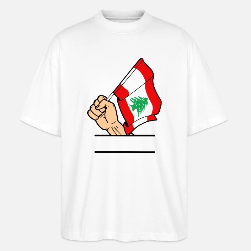 Flagge Libanon erster Textraum - Stanley/Stella Oversized Unisex Bio T-Shirt Blaster 2.0 - Weiß