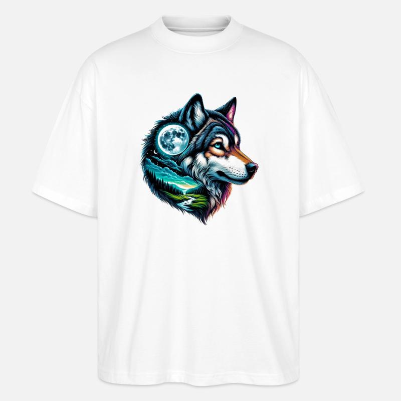 Wolf - Stanley/Stella Oversized Unisex Bio T-Shirt Blaster 2.0 - Weiß