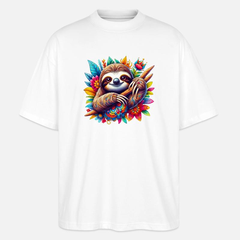 Faultier - Stanley/Stella Oversized Unisex Bio T-Shirt Blaster 2.0 - Weiß