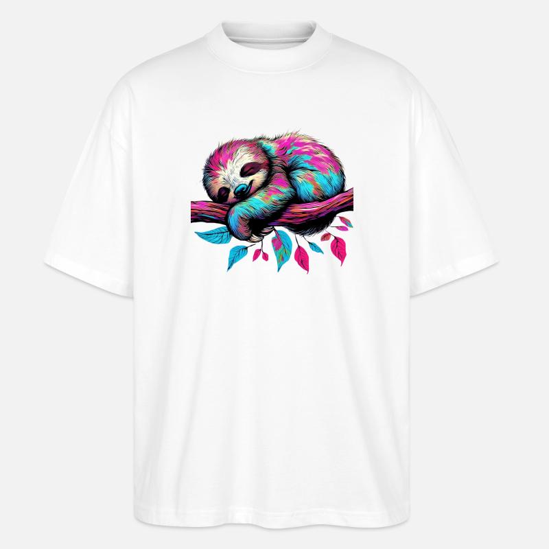 Faultier - Stanley/Stella Oversized Unisex Bio T-Shirt Blaster 2.0 - Weiß