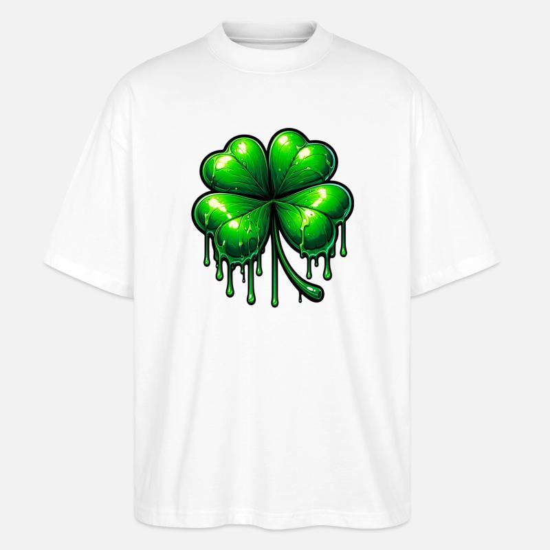 Vierblättriges Kleeblatt - Stanley/Stella Oversized Unisex Bio T-Shirt Blaster 2.0 - Weiß