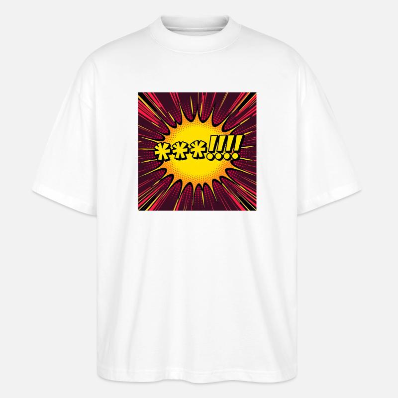 Comic Explosion Yellow Pop - Stanley/Stella Oversized Unisex Organic T-shirt Blaster 2.0 - white