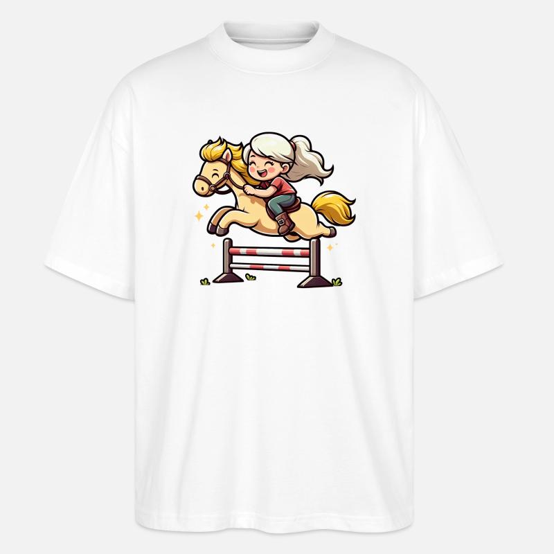 Kinder Pferde Sport - Stanley/Stella Oversized Unisex Bio T-Shirt Blaster 2.0 - Weiß
