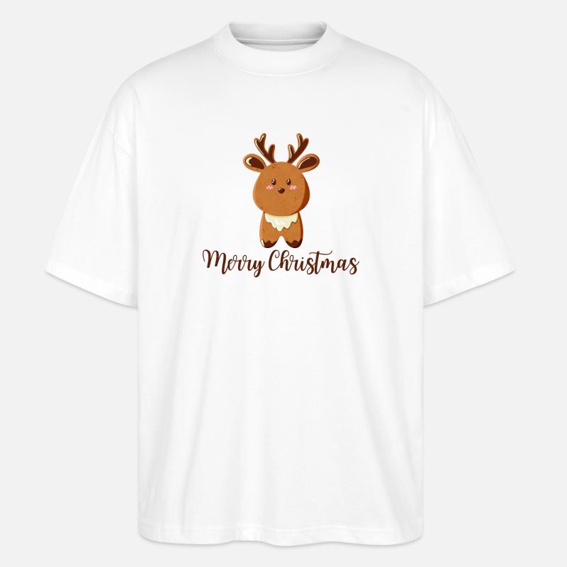 Renne pour Noël - Joyeux Noël - T-shirt bio Blaster 2.0 coupe oversize Stanley/Stella Unisexe - blanc