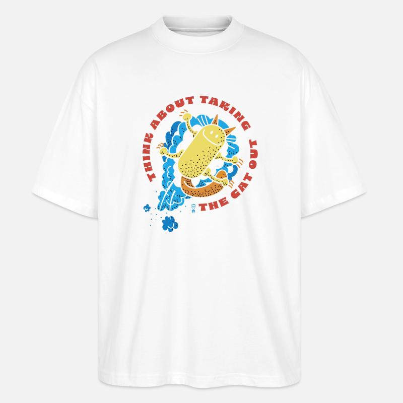 Katze raus - Stanley/Stella Oversized Unisex Bio T-Shirt Blaster 2.0 - Weiß