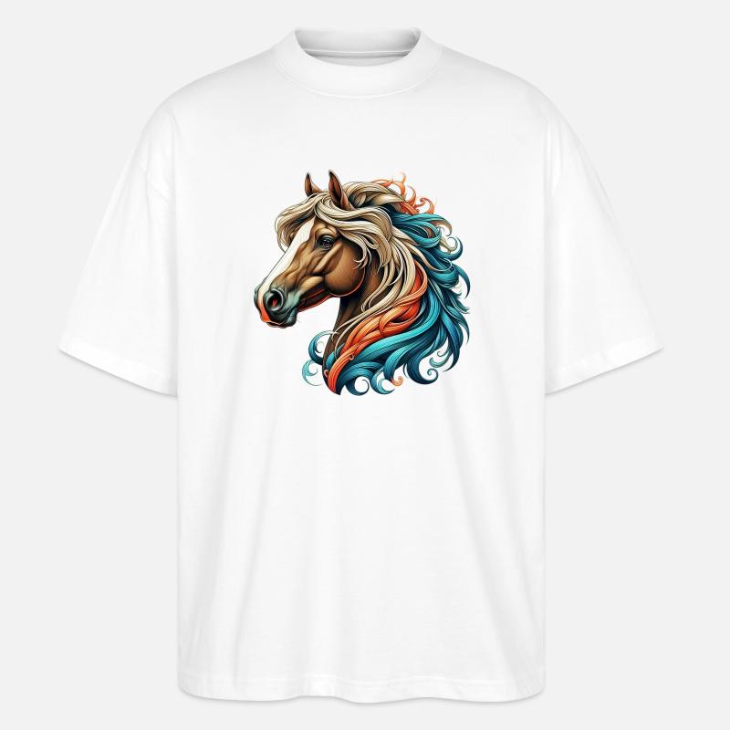 Pferd - Stanley/Stella Oversized Unisex Bio T-Shirt Blaster 2.0 - Weiß