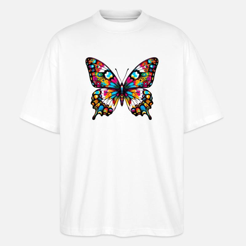 Schmetterling - Stanley/Stella Oversized Unisex Bio T-Shirt Blaster 2.0 - Weiß