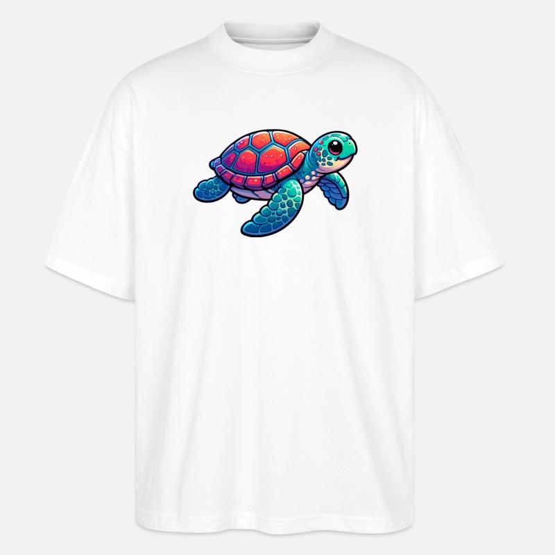 Schildkröte - Stanley/Stella Oversized Unisex Bio T-Shirt Blaster 2.0 - Weiß