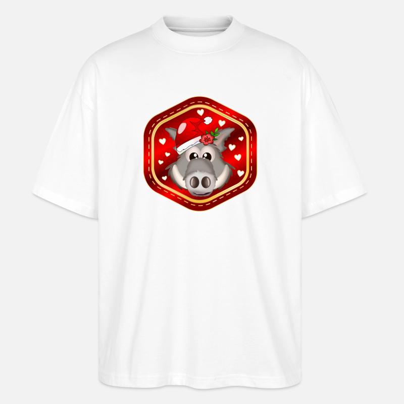 WEIHNACHTSGESCHENKE WILDSCHWEINE - Stanley/Stella Oversized Unisex Bio T-Shirt Blaster 2.0 - Weiß
