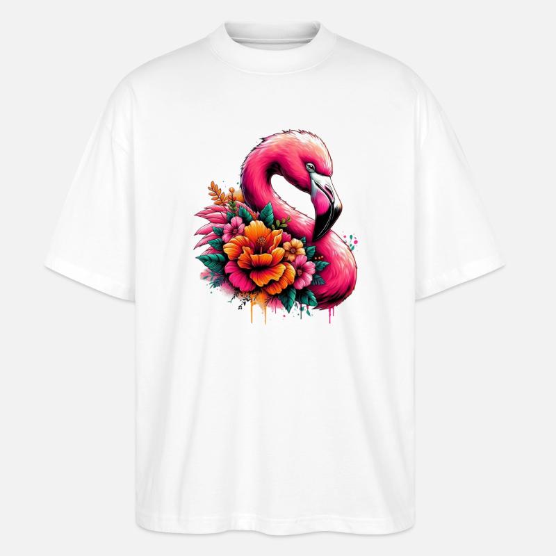 Flamingo - Stanley/Stella Oversized Unisex Bio T-Shirt Blaster 2.0 - Weiß