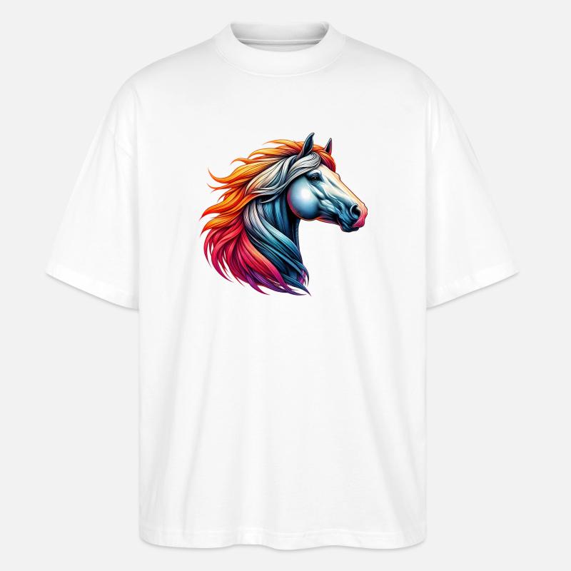 Pferd - Stanley/Stella Oversized Unisex Bio T-Shirt Blaster 2.0 - Weiß