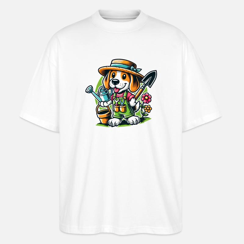 Beagle Gärtner - Stanley/Stella Oversized Unisex Bio T-Shirt Blaster 2.0 - Weiß