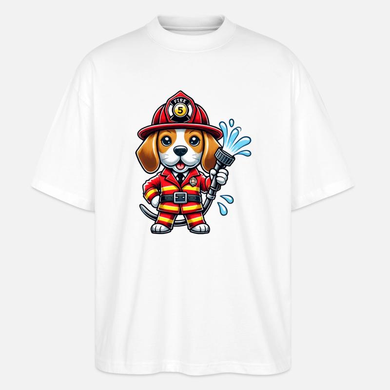 Design de pompier Beagle - T-shirt bio Blaster 2.0 coupe oversize Stanley/Stella Unisexe - blanc