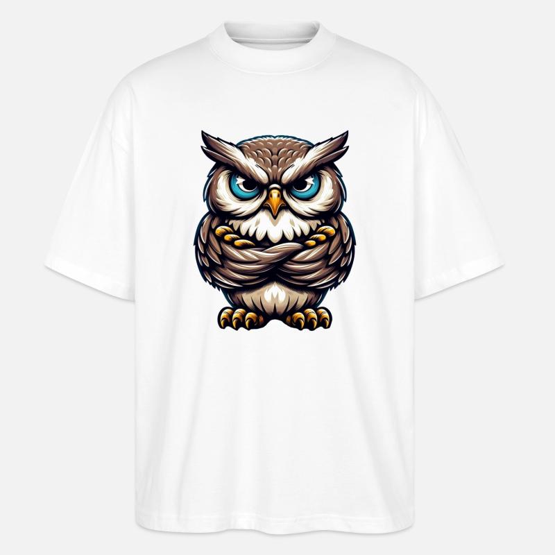 Mürrische Eule - Stanley/Stella Oversized Unisex Bio T-Shirt Blaster 2.0 - Weiß