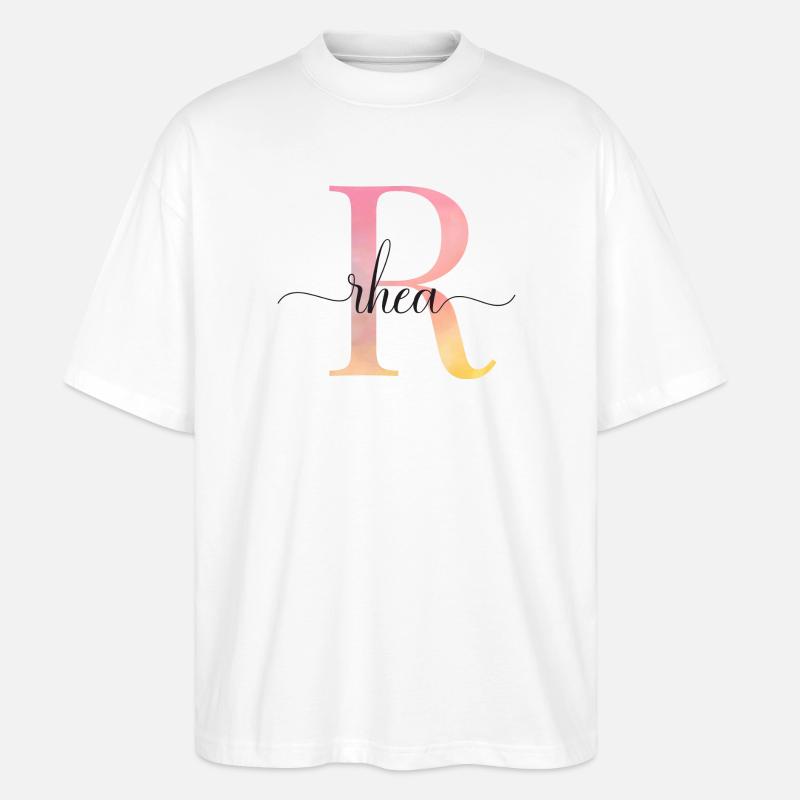 L | Monogramme | Nom | Nandou |Aquarelle - T-shirt bio Blaster 2.0 coupe oversize Stanley/Stella Unisexe - blanc