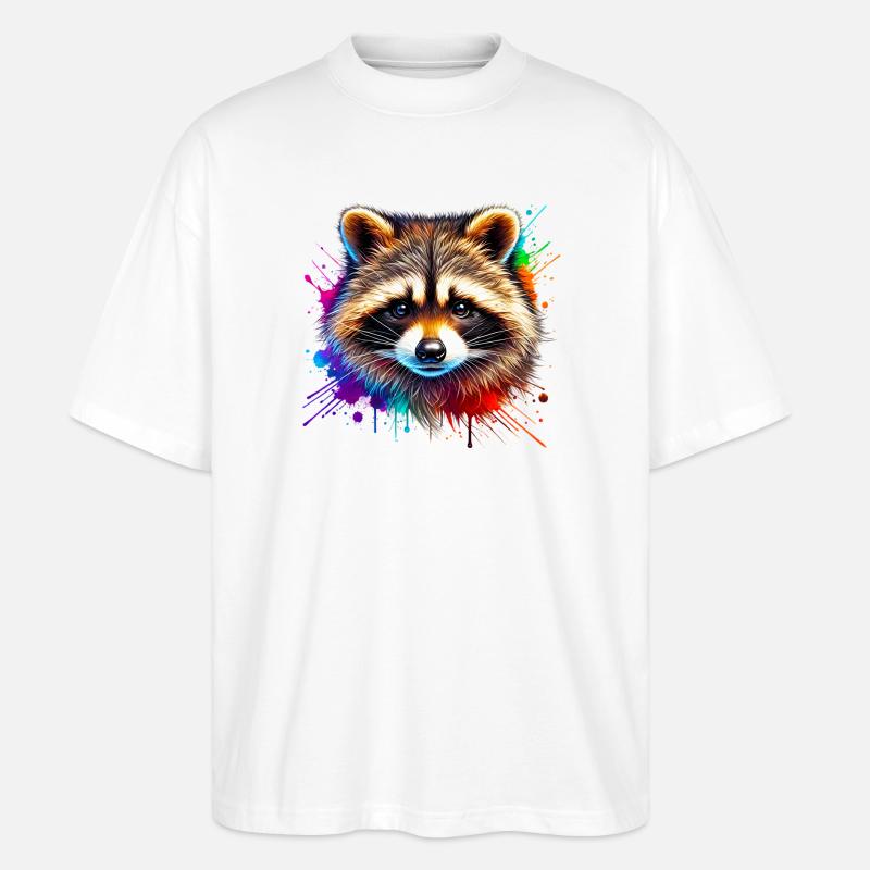 Waschbär - Stanley/Stella Oversized Unisex Bio T-Shirt Blaster 2.0 - Weiß