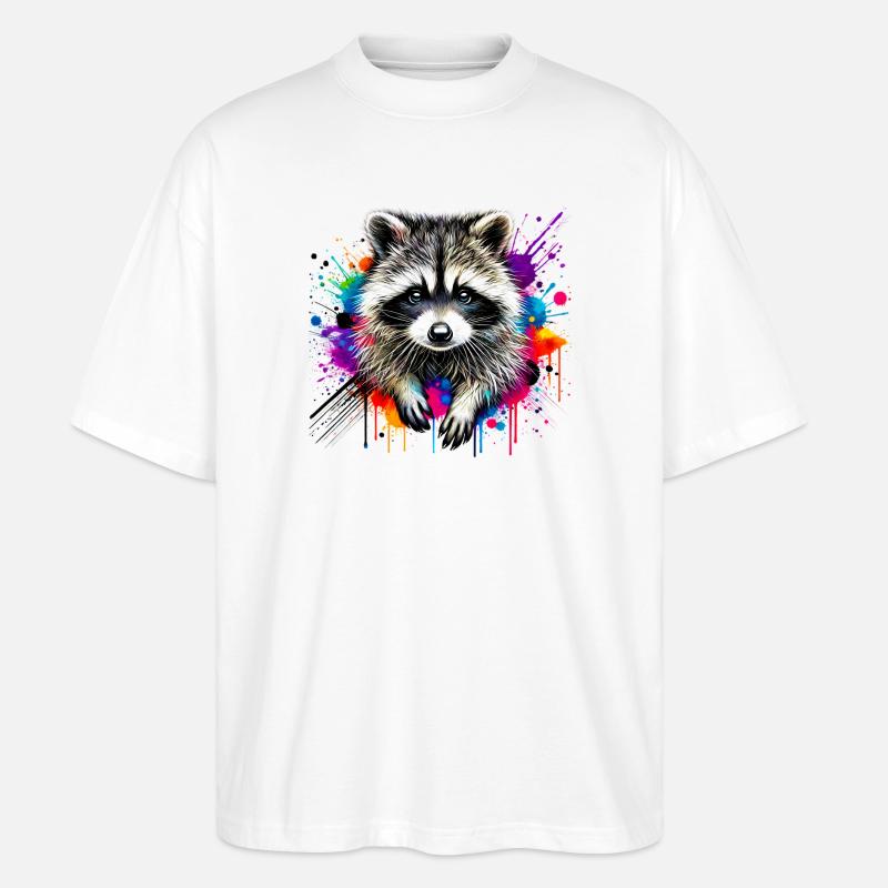 Waschbär - Stanley/Stella Oversized Unisex Bio T-Shirt Blaster 2.0 - Weiß
