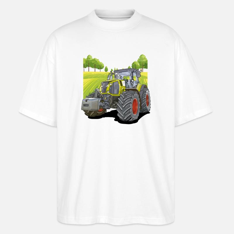 Traktor auf dem Feld - Stanley/Stella Oversized Unisex Bio T-Shirt Blaster 2.0 - Weiß