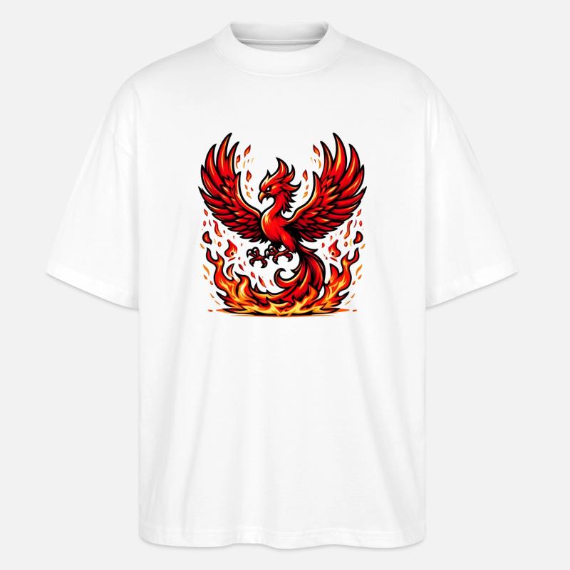 Roter Phönix - Stanley/Stella Oversized Unisex Bio T-Shirt Blaster 2.0 - Weiß