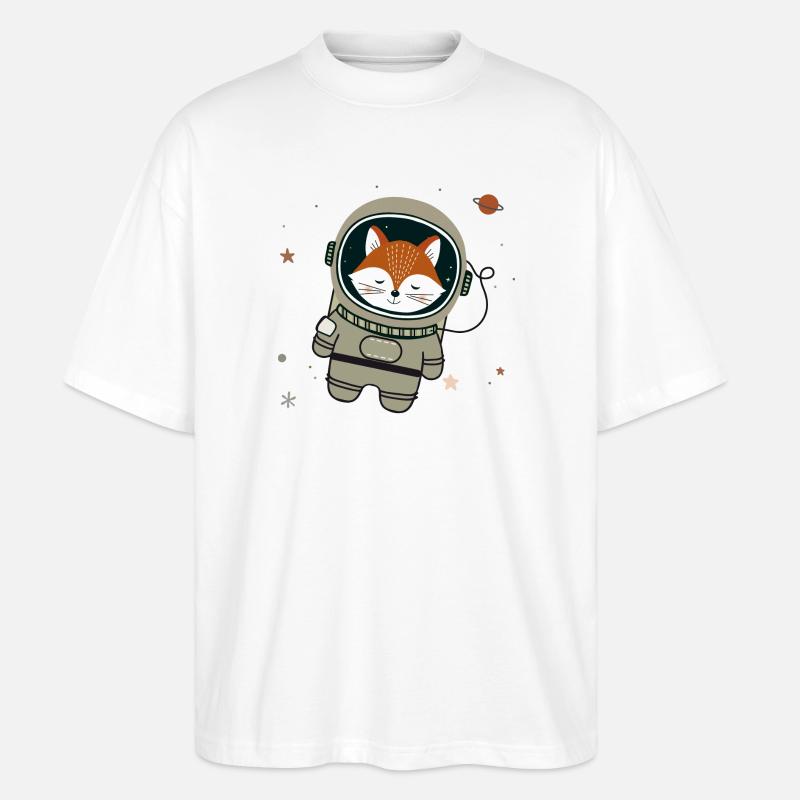 Dreaming astronaut fox in space - Stanley/Stella Oversized Unisex Organic T-shirt Blaster 2.0 - white