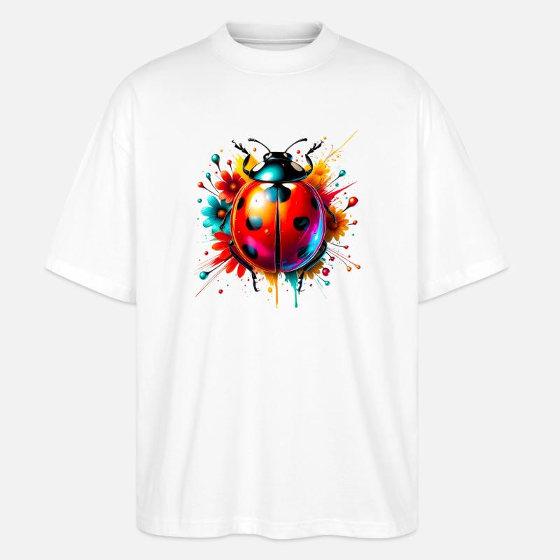 Marienkäfer - Stanley/Stella Oversized Unisex Bio T-Shirt Blaster 2.0 - Weiß