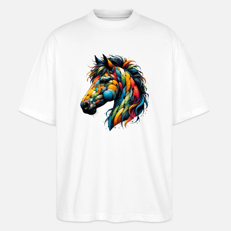 Pferd - Stanley/Stella Oversized Unisex Bio T-Shirt Blaster 2.0 - Weiß