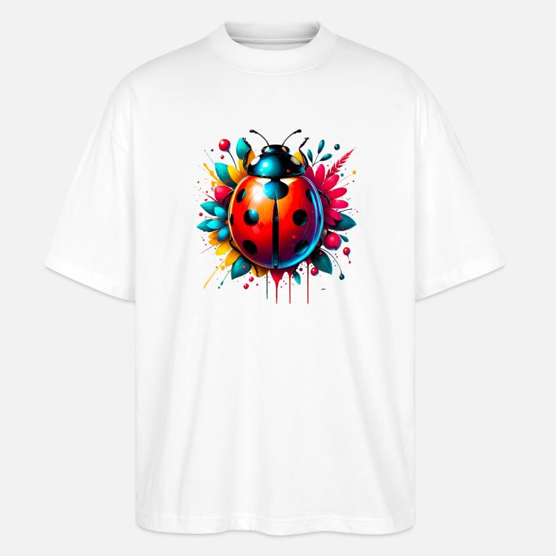 Marienkäfer - Stanley/Stella Oversized Unisex Bio T-Shirt Blaster 2.0 - Weiß
