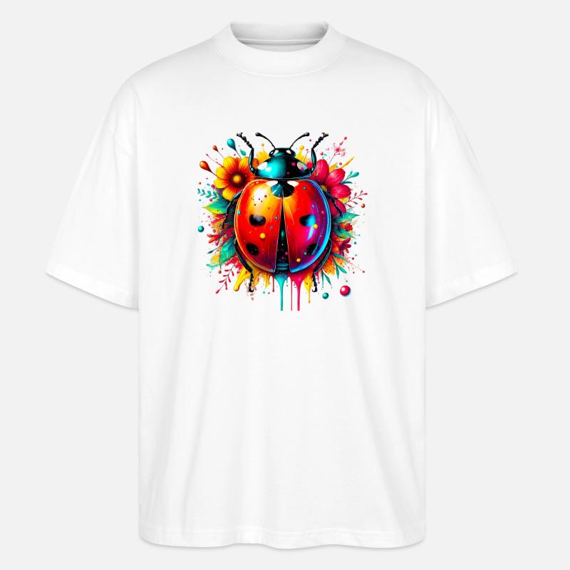 Marienkäfer - Stanley/Stella Oversized Unisex Bio T-Shirt Blaster 2.0 - Weiß