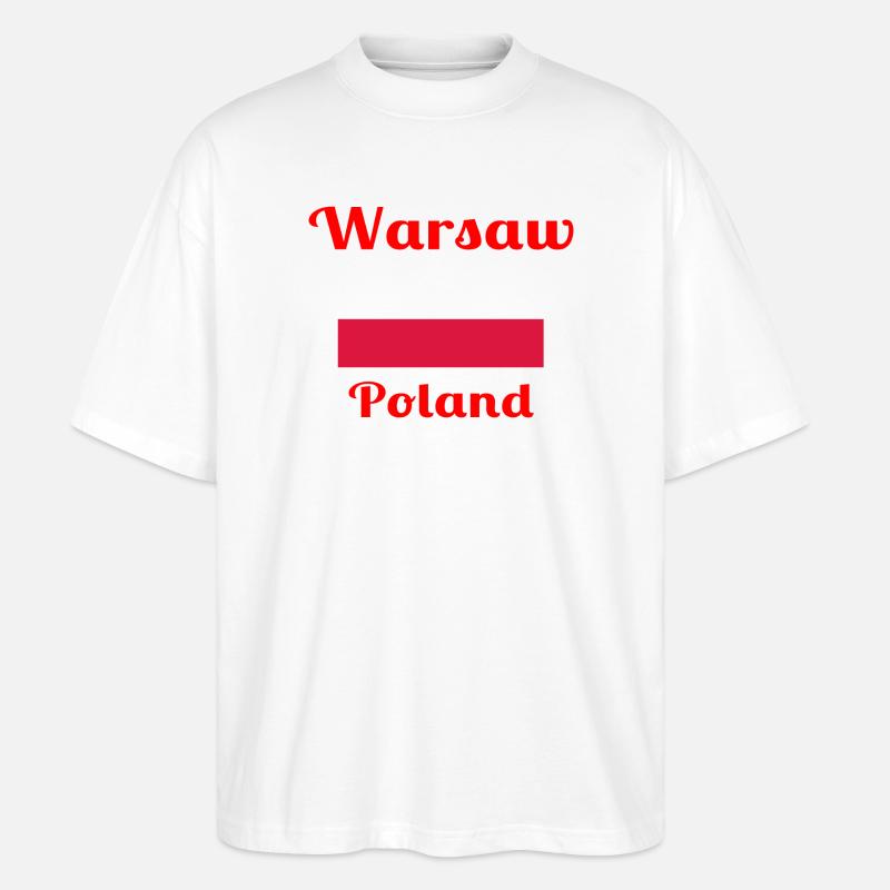 Varsovie, Pologne - Imprimés élégants - T-shirt bio Blaster 2.0 coupe oversize Stanley/Stella Unisexe - blanc