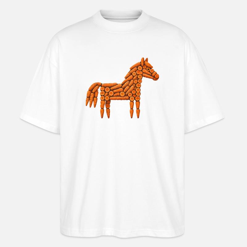 Karotten-Pferde-Muster - Stanley/Stella Oversized Unisex Bio T-Shirt Blaster 2.0 - Weiß